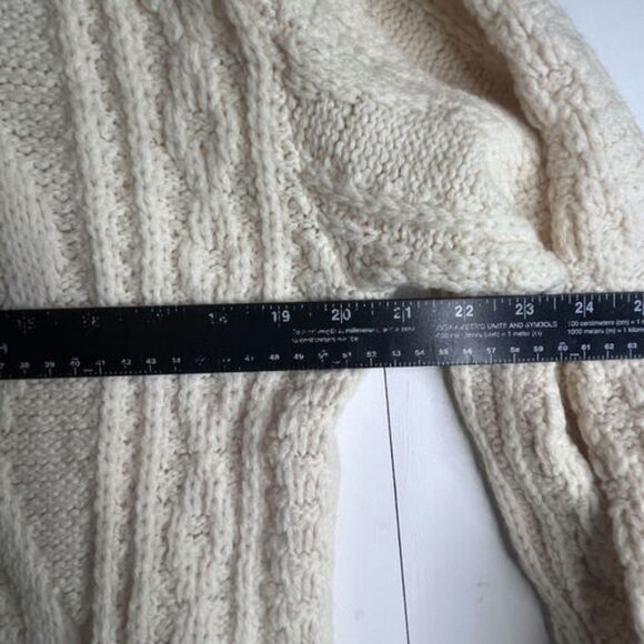 Vintage Cream Cable Knit Shawl Collar Cardigan Sweater Men’s Large 100% Acrylic - Picture 8 of 12